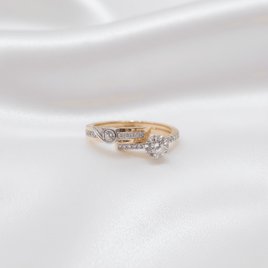 Bypass Bezel & Round Halo Solitaire Diamond Couple Rings