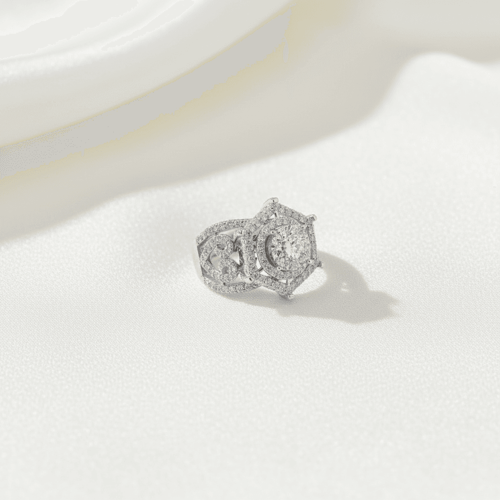 Double Halo Ornate Ring