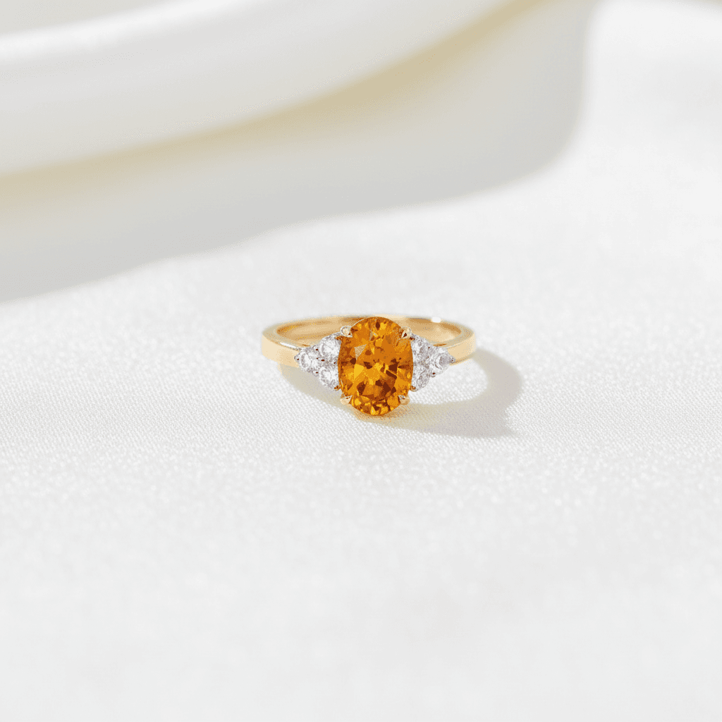 Citrine Oval Diamond Ring — RF0358