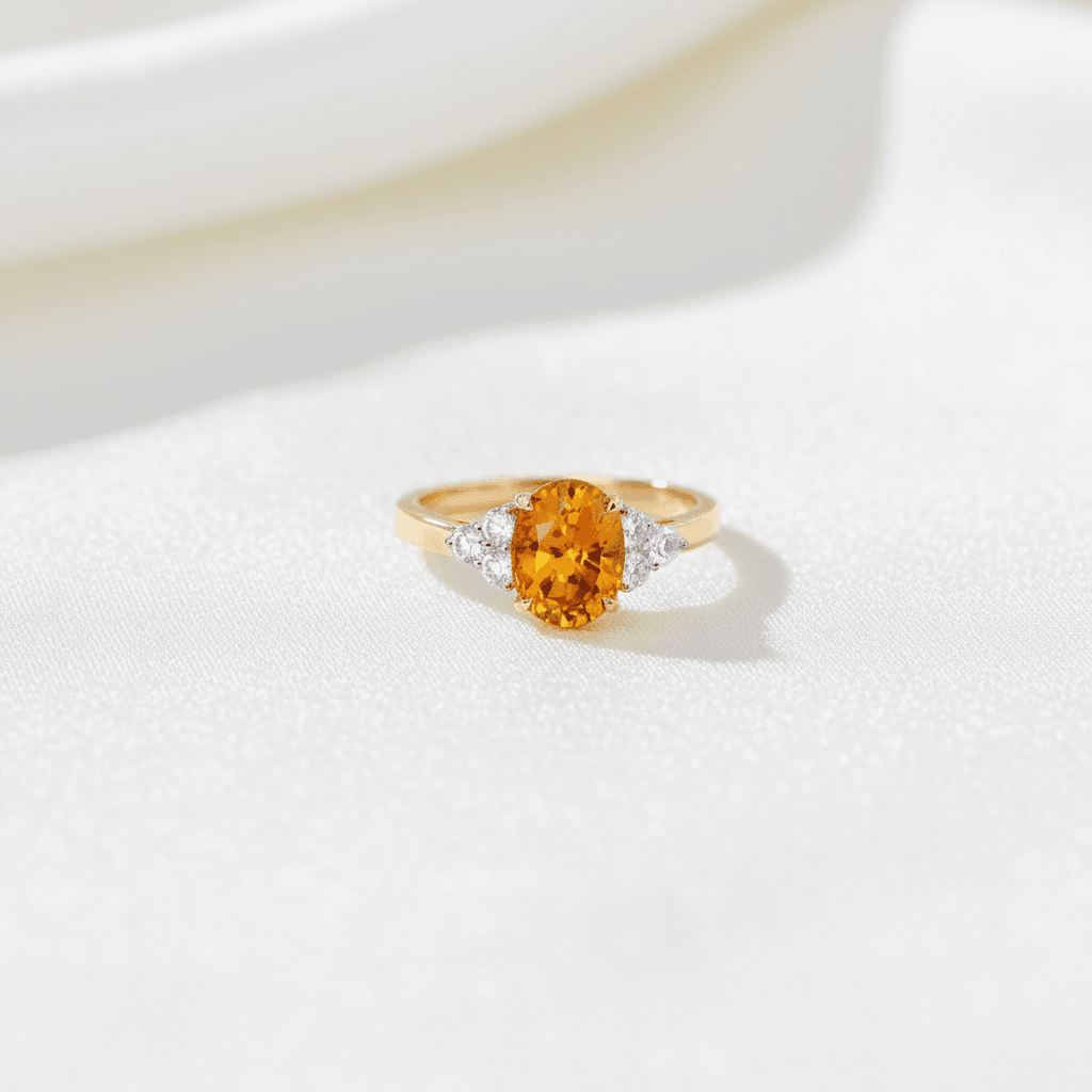 Citrine Oval Diamond Ring