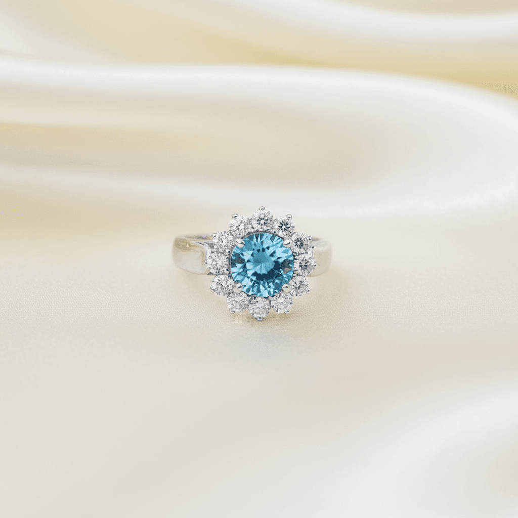 Blue Topaz Sunflower Ring — RF0574