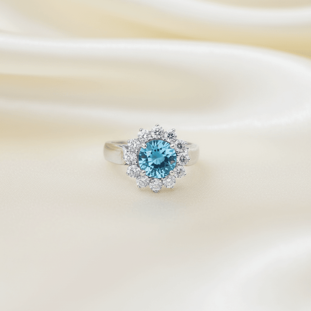 Blue Topaz Sunflower Ring