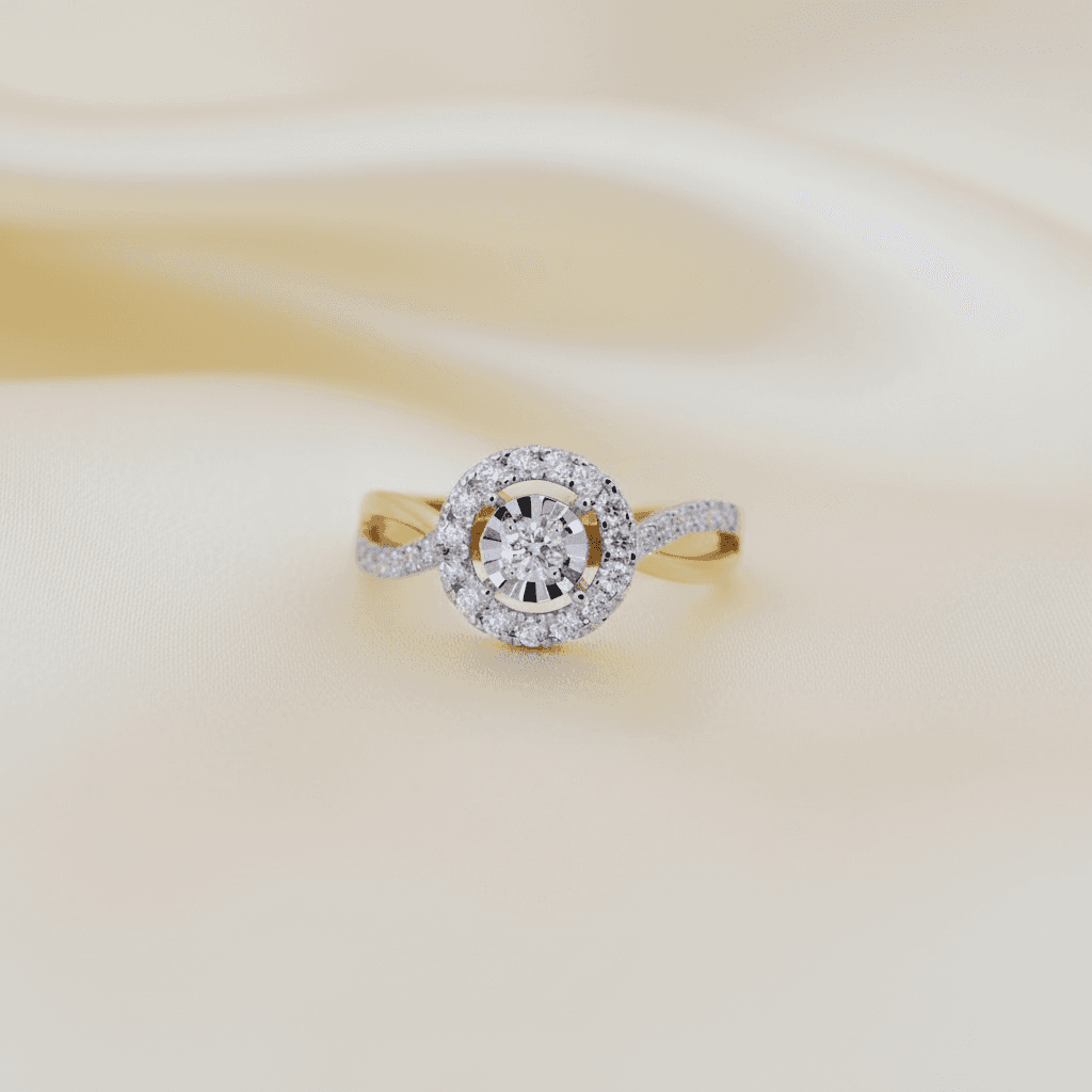 Two-Tone Twisted Halo Ring — RF0576