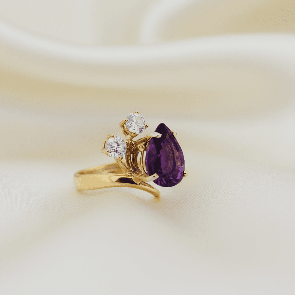 Amethyst Pear Diamond Ring — RF0579