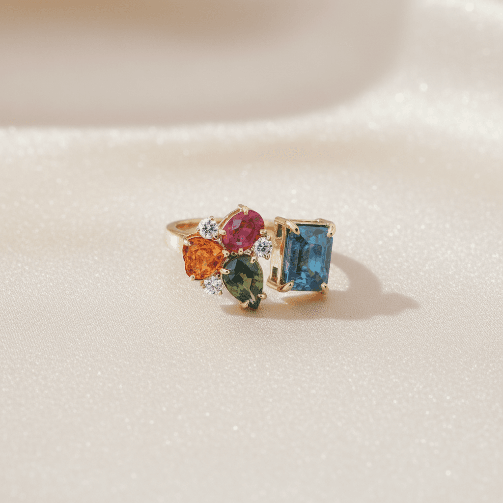 Rainbow Gemstone Cluster Ring — RF0586