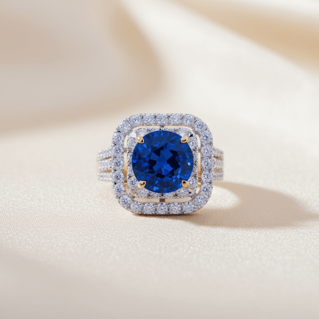 Royal Blue Halo Ring