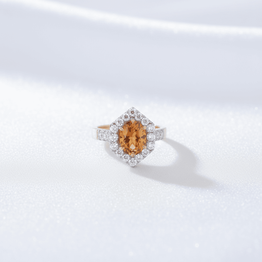 Citrine Hexagonal Halo Ring — RF0592
