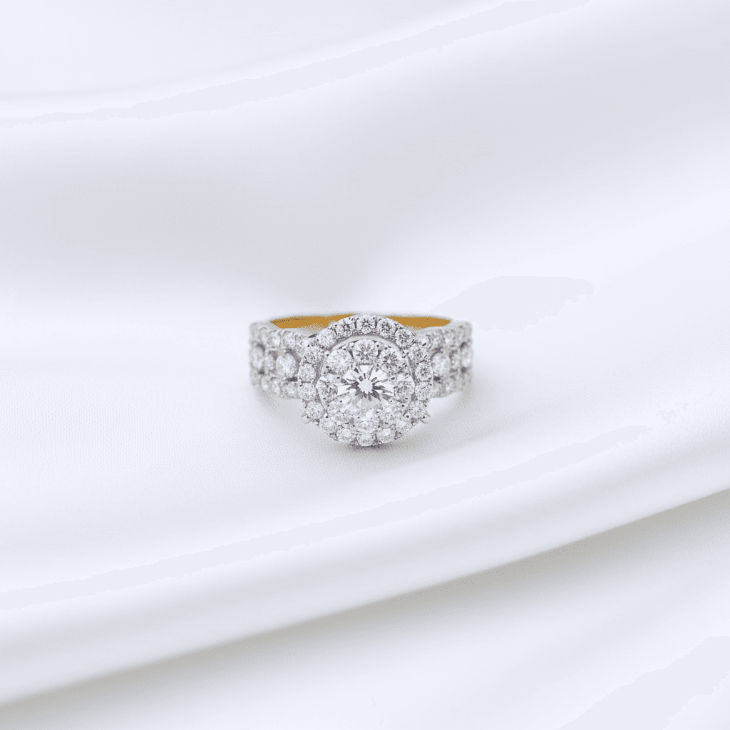 Round Double Halo Diamond Ring — RF0593