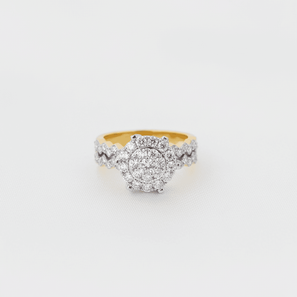 Chevron Band Cluster Diamond Ring — RF0594