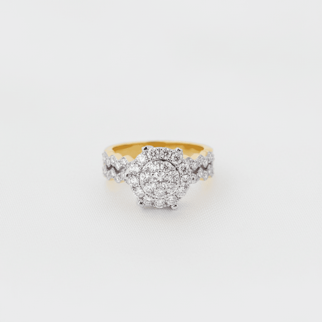 Chevron Band Cluster Diamond Ring