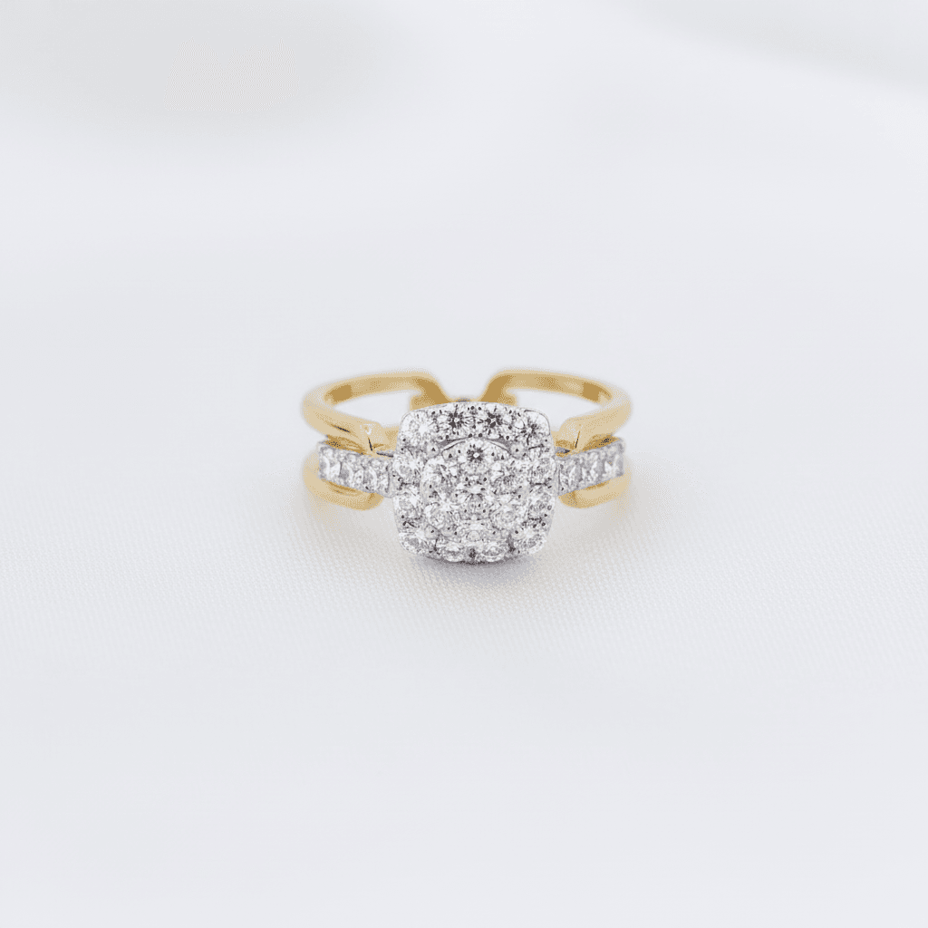 Cushion Halo Split Shank Diamond Ring