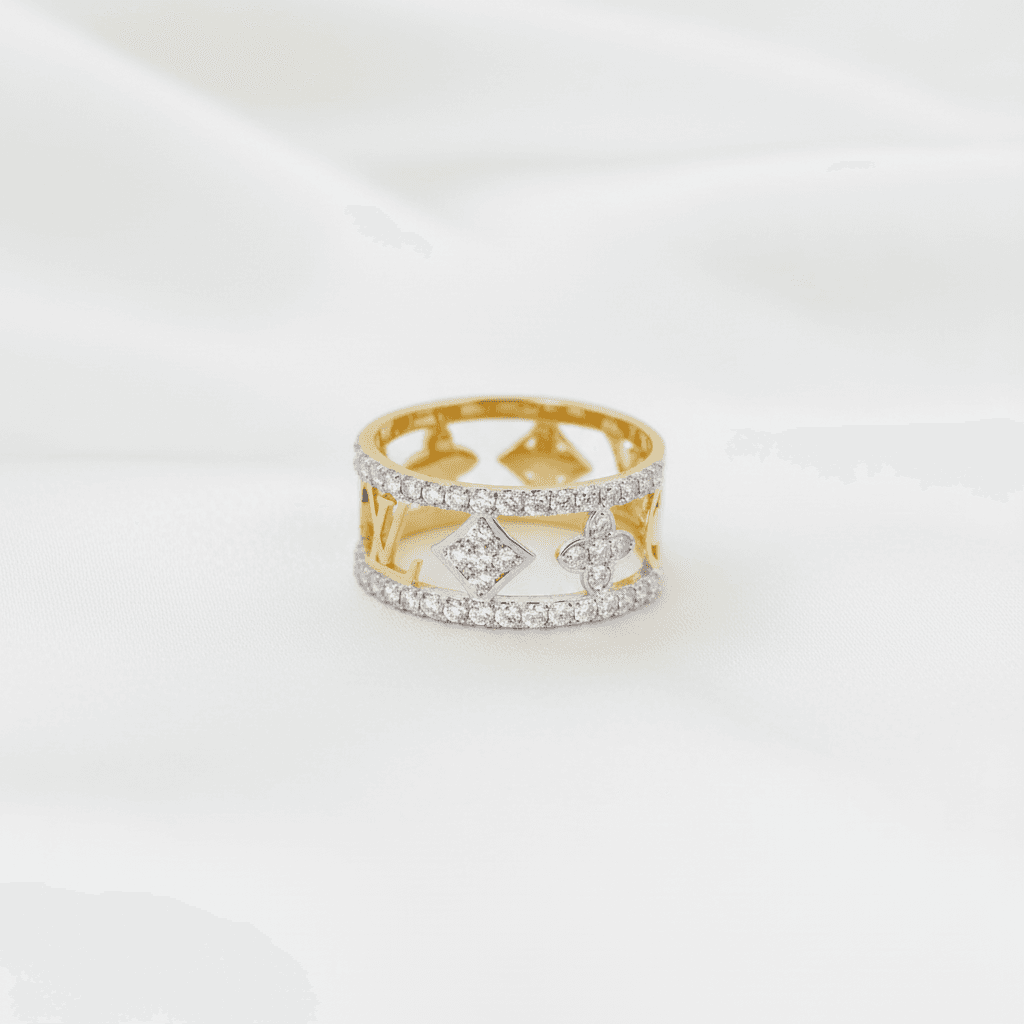 Openwork Clover Diamond Wide Band — RF0598