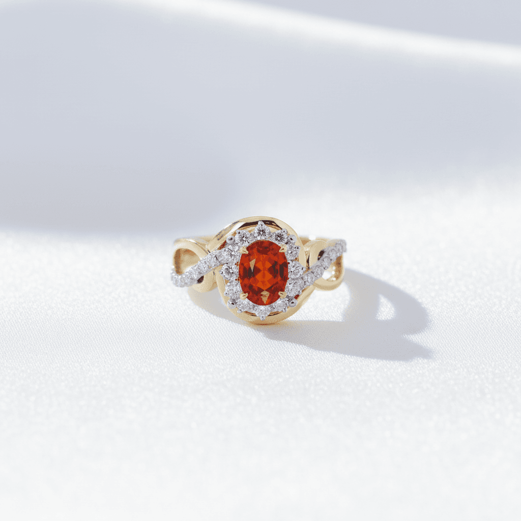 Orange Garnet Infinity Halo Ring — RF0604