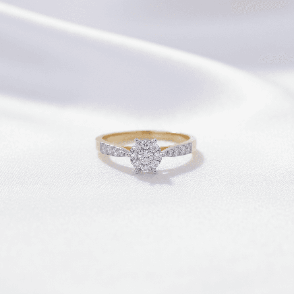 Round Halo Pave Diamond Ring