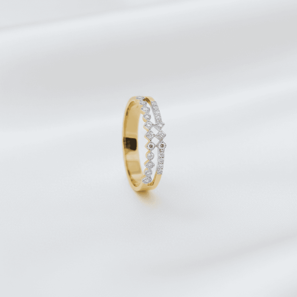 Two-Tone Geometric Diamond Ring — RF0614