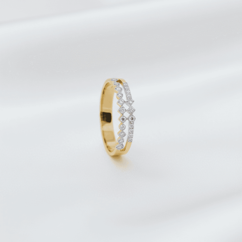 Two-Tone Geometric Diamond Ring