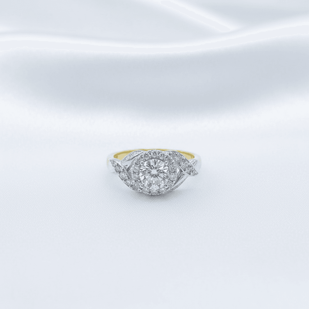 Oval Halo Twist Pavé Diamond Ring