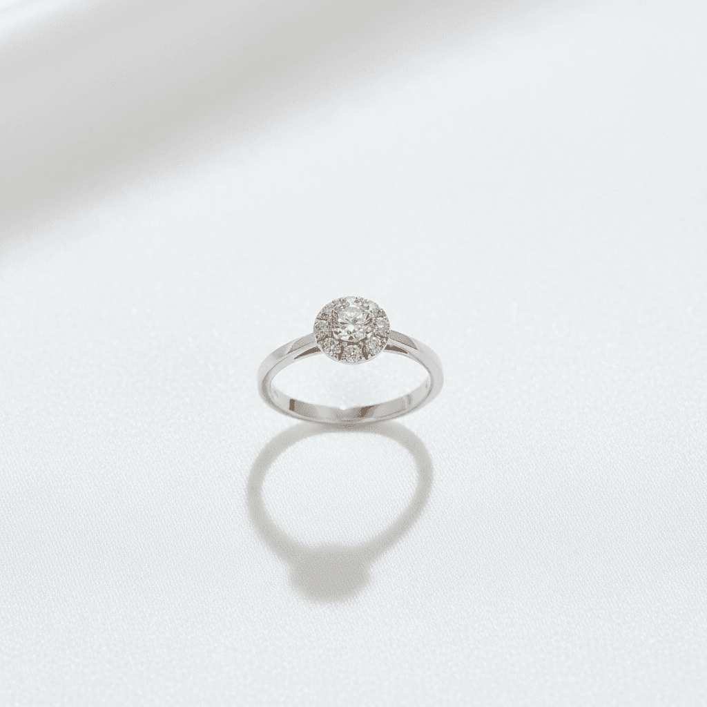 Round Halo Cluster Solitaire Diamond Ring