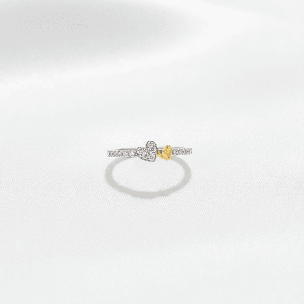 Heart Diamond Chevron Ring