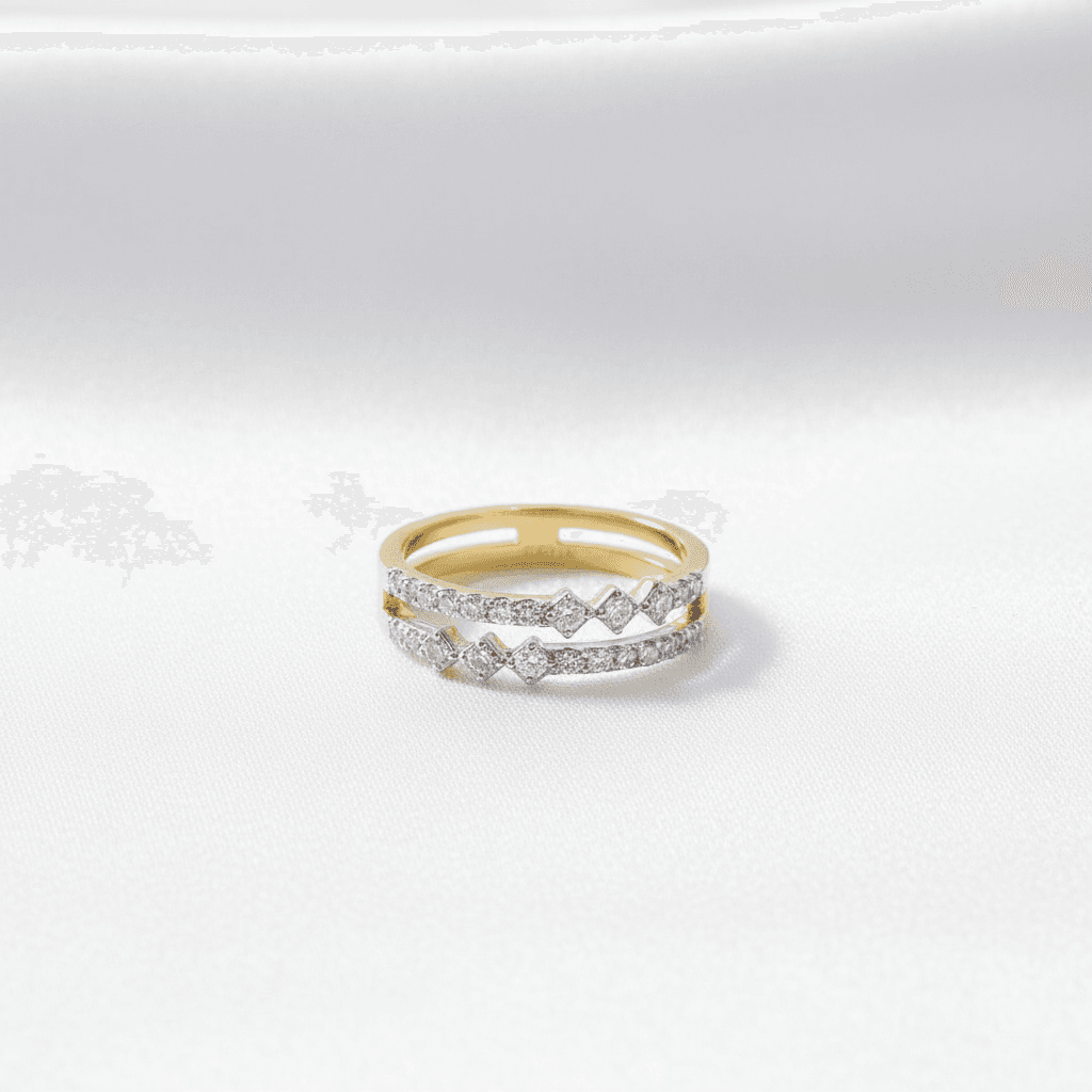 Double Star Zigzag Diamond Band Ring