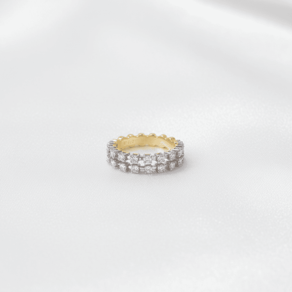 Triple Row Square Diamond Wide Band — RF0627