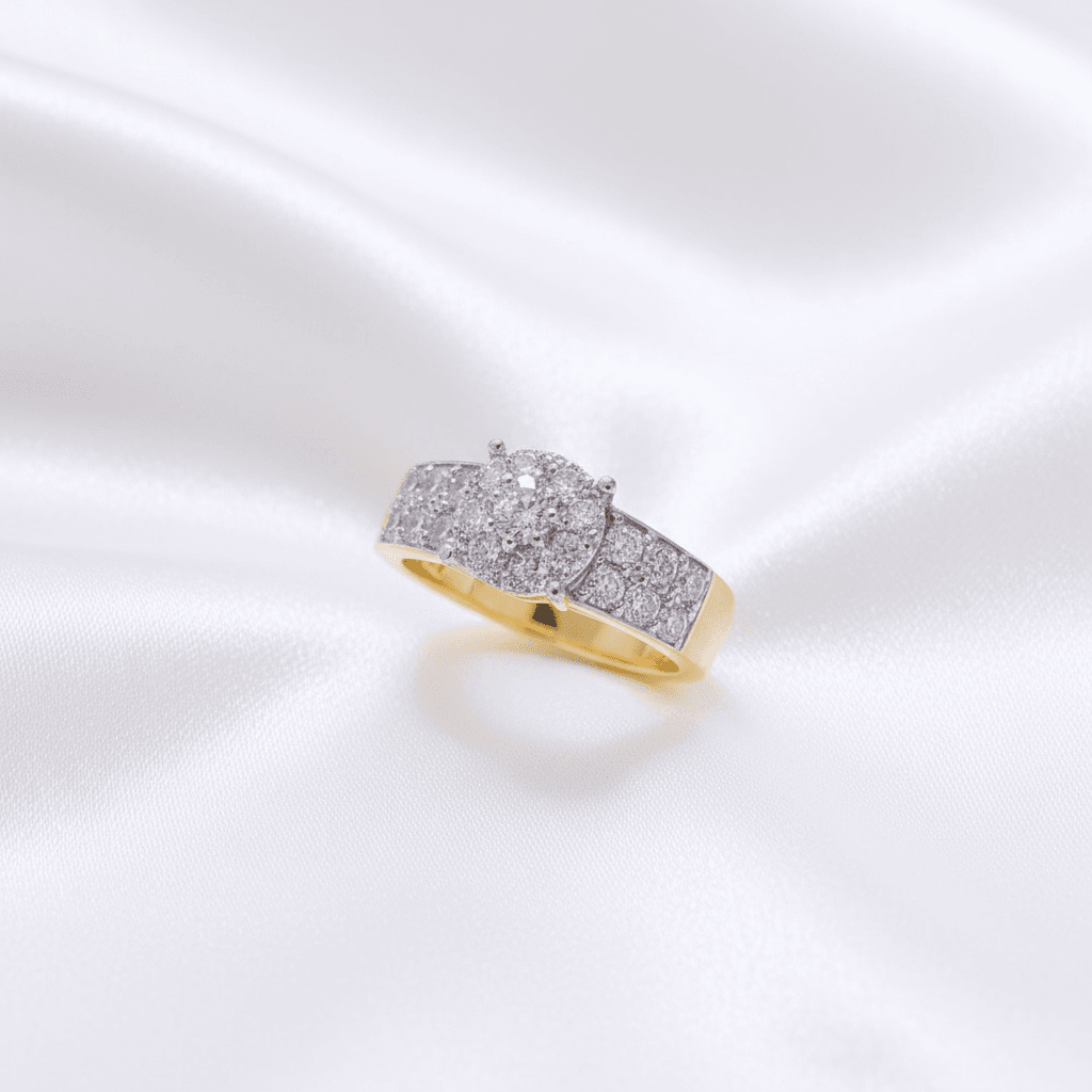 Rectangular Cluster Diamond Wide Band Ring