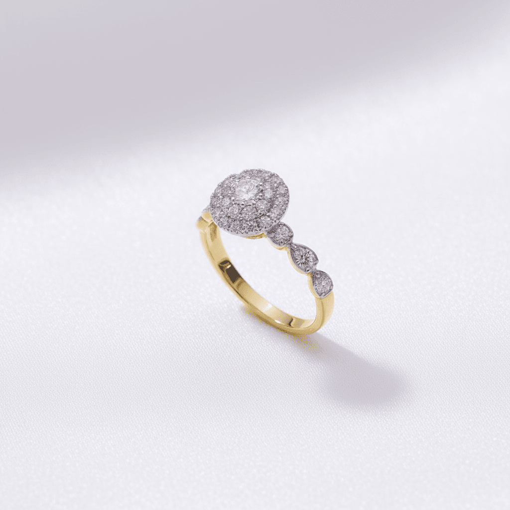 Round Cluster Bow Band Diamond Ring