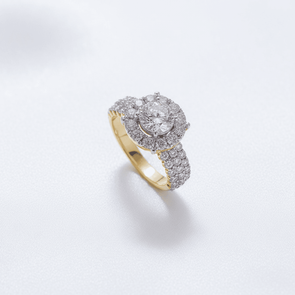Grand Double Halo Cluster Diamond Ring — RF0631
