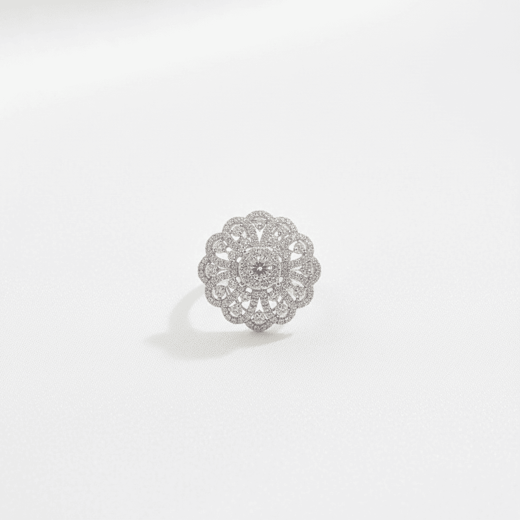 Grand Sunflower Lace Diamond Cocktail Ring — RF0638