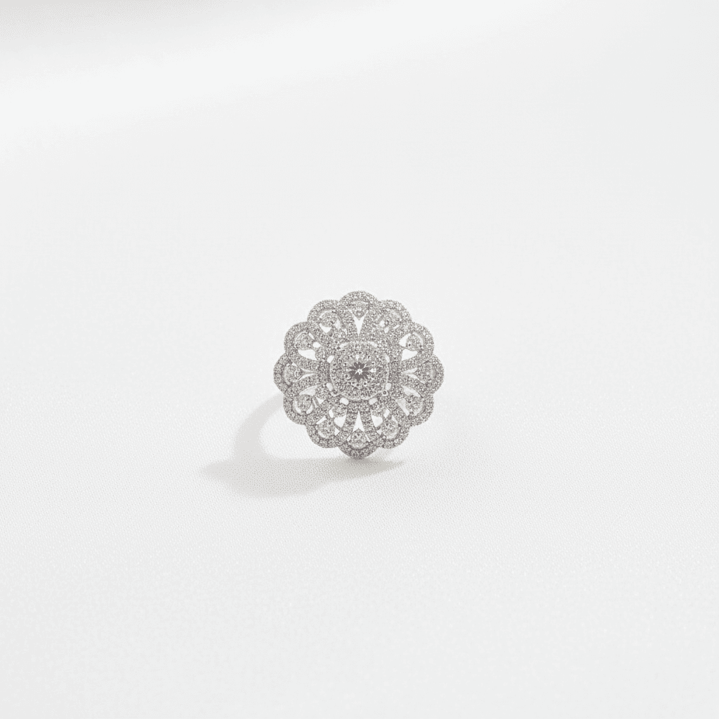 Grand Sunflower Lace Diamond Cocktail Ring
