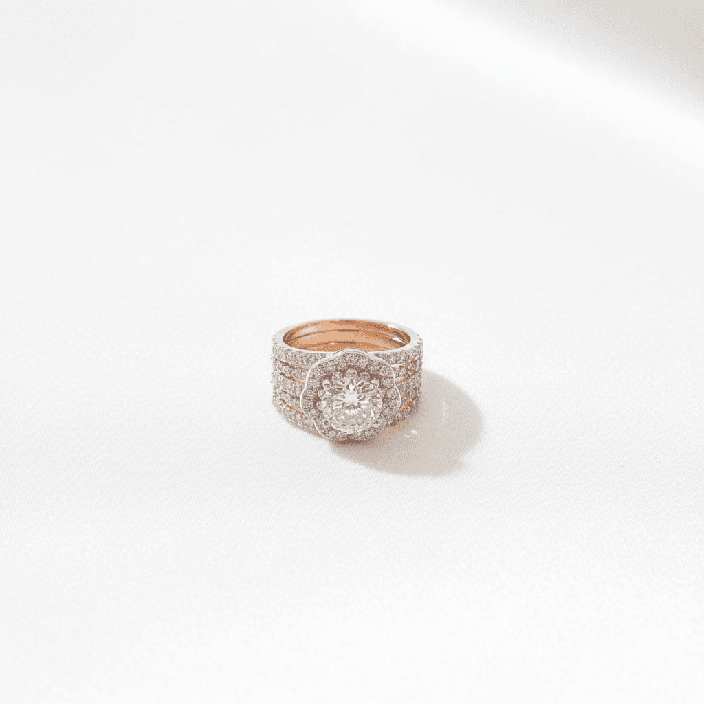 Cushion Cluster Multi-Row Diamond Ring