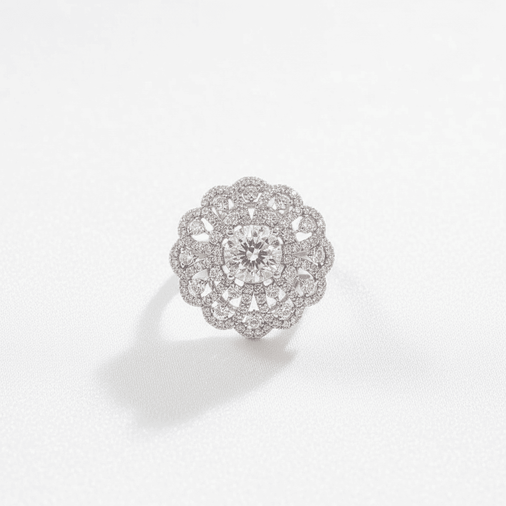 Grand Mandala Lace Diamond Cocktail Ring
