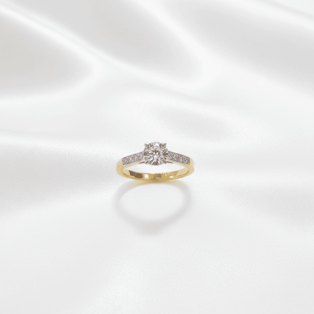 Classic Solitaire Pavé Shank Diamond Ring — RF0646