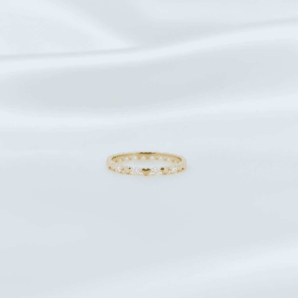 Gold Heart Diamond Band Ring — RF0655