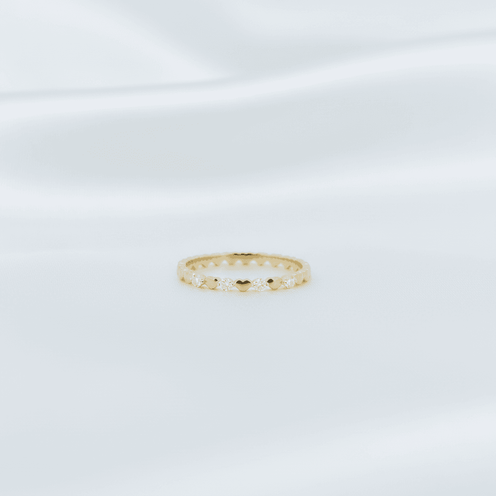 Gold Heart Diamond Band Ring