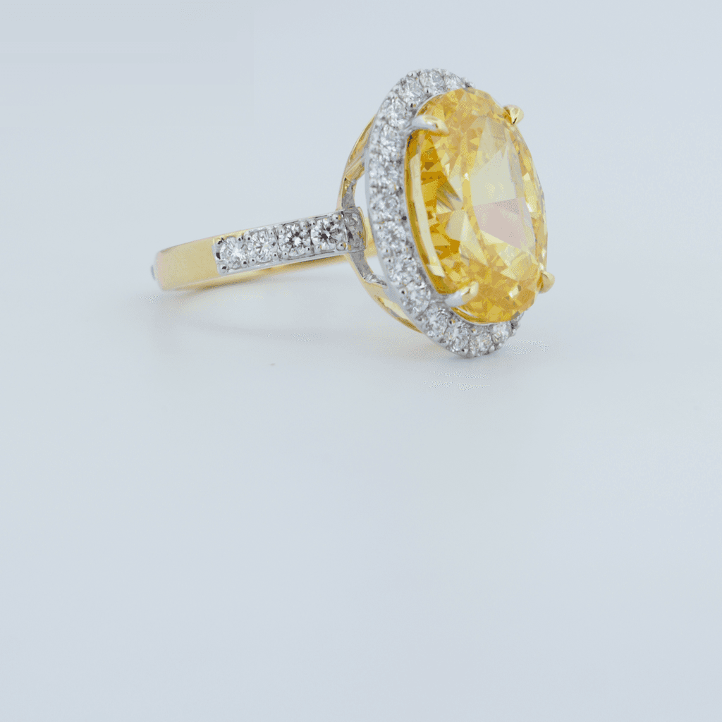 Yellow Sapphire Oval Halo Diamond Ring — RF0624