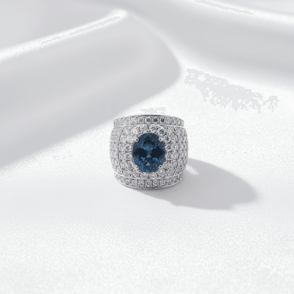 Men's Blue Sapphire Diamond Ring — RM002