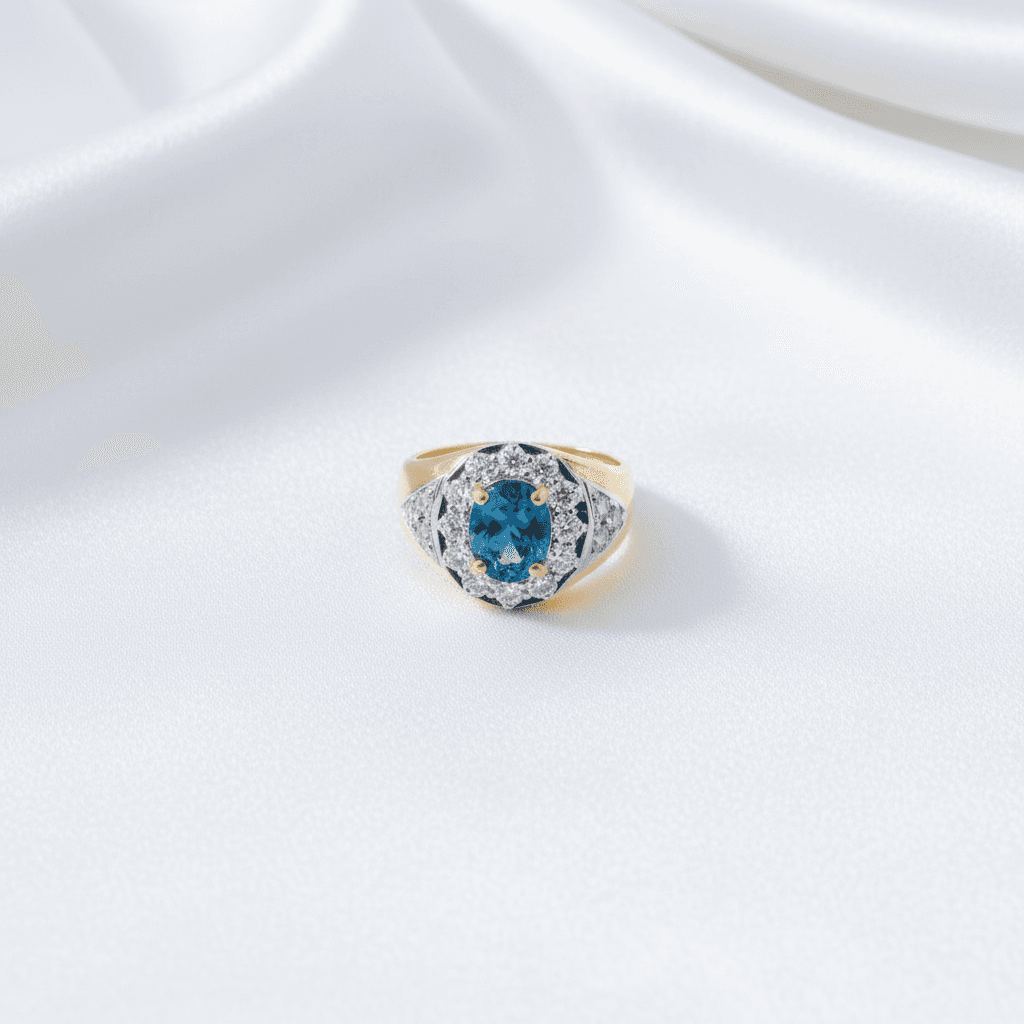 Men's Blue Topaz Halo Ring — RM007
