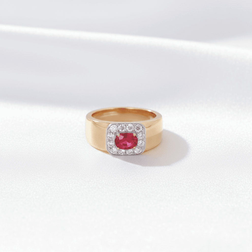 Men's Ruby Diamond Halo Ring — RM009