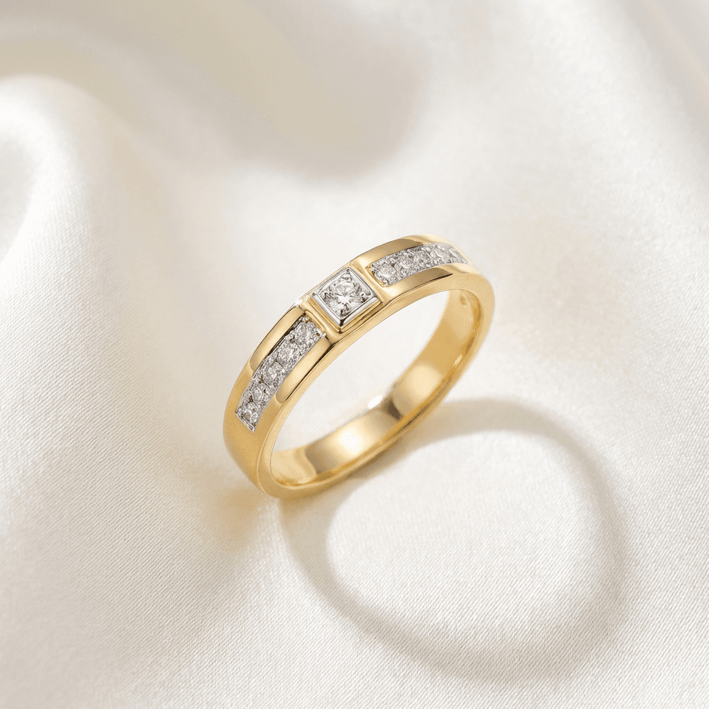 Men's Channel-Set Diamond Gold Band Ring — RM0143