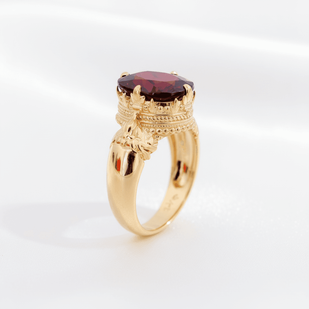 Men's Vintage Garnet Crown Ring — RM017