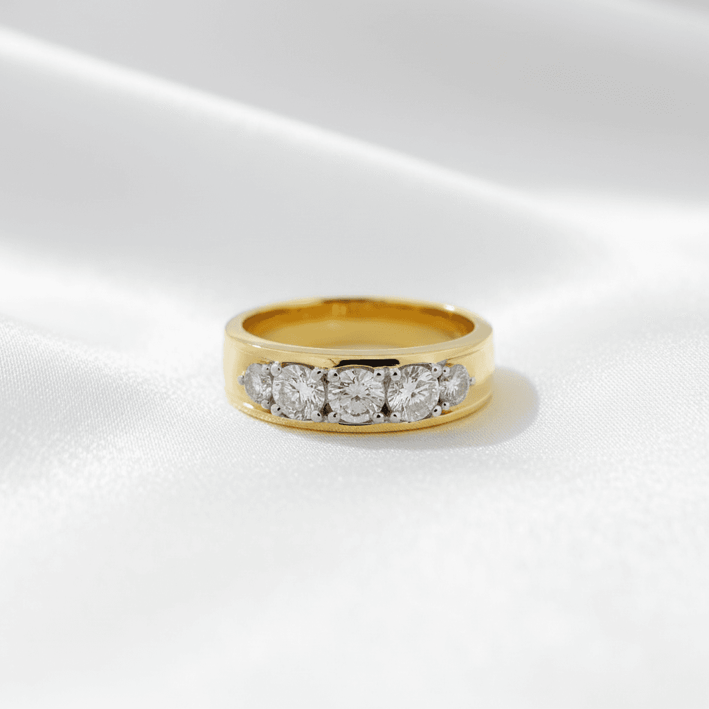 Men's Five Stone Diamond Band Ring — RM018