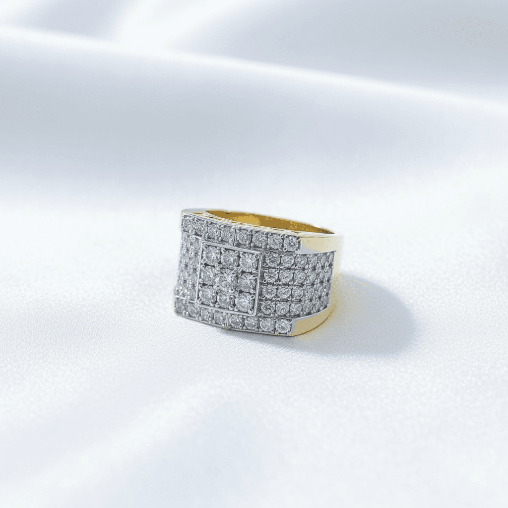 Men's Wide Pave Square Cluster Diamond Ring — RM022