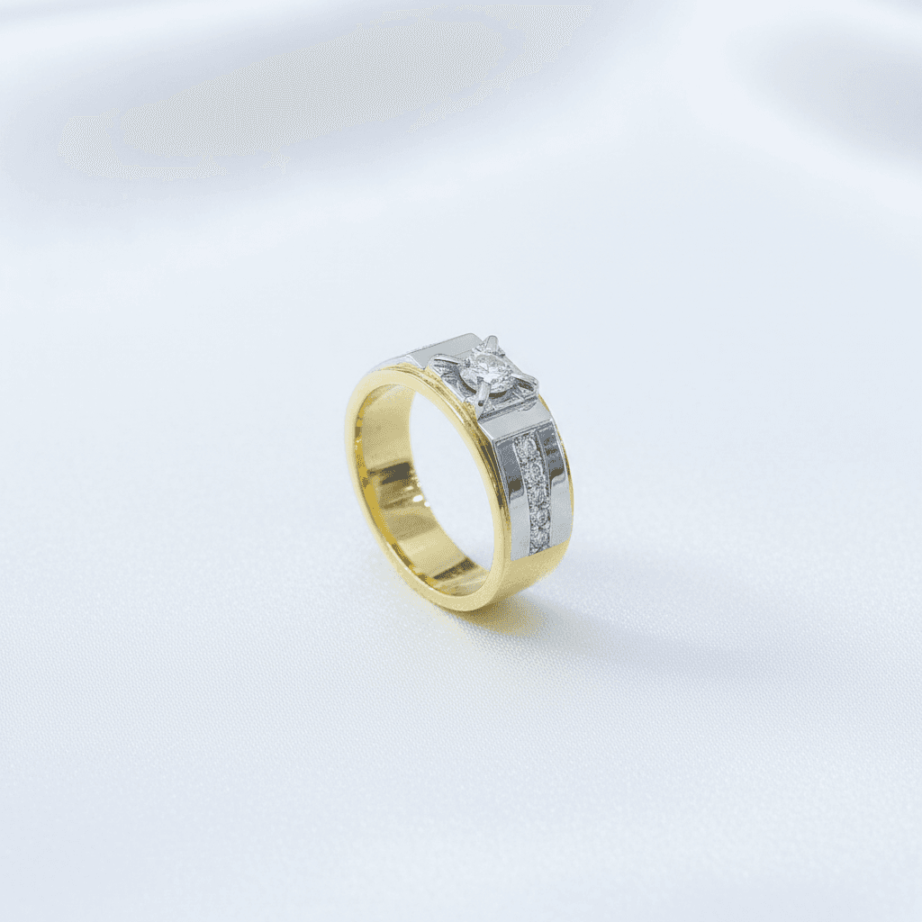 Men's Two-Tone Solitaire Diamond Ring — RM023