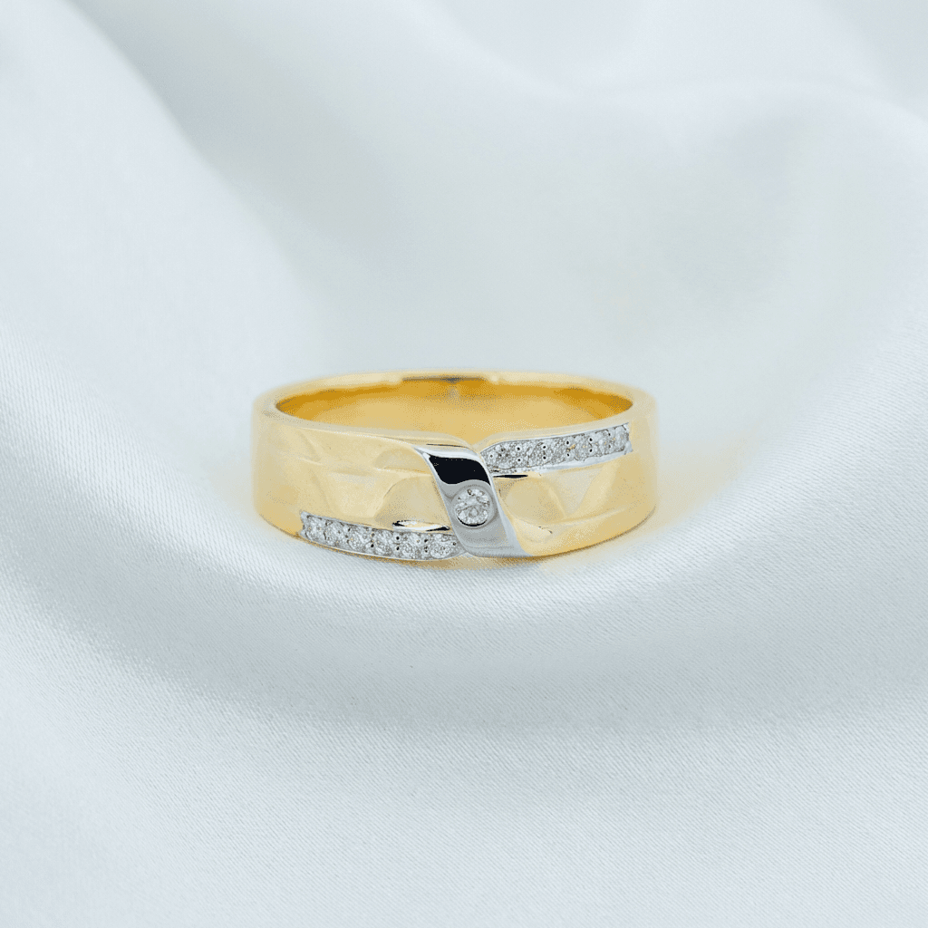Men's Two-Tone Diamond Crossover Band Ring — RM0255