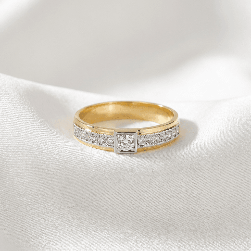 Men's Two-Tone Diamond Pavé Band Ring — RM0259