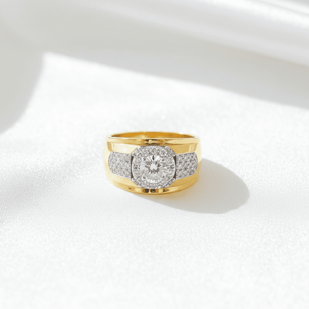 Men's Two-Tone Round Diamond Cluster Ring — RM027