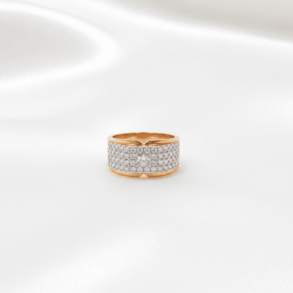 Men's Rose Gold Wide Pavé Diamond Band Ring — RM028