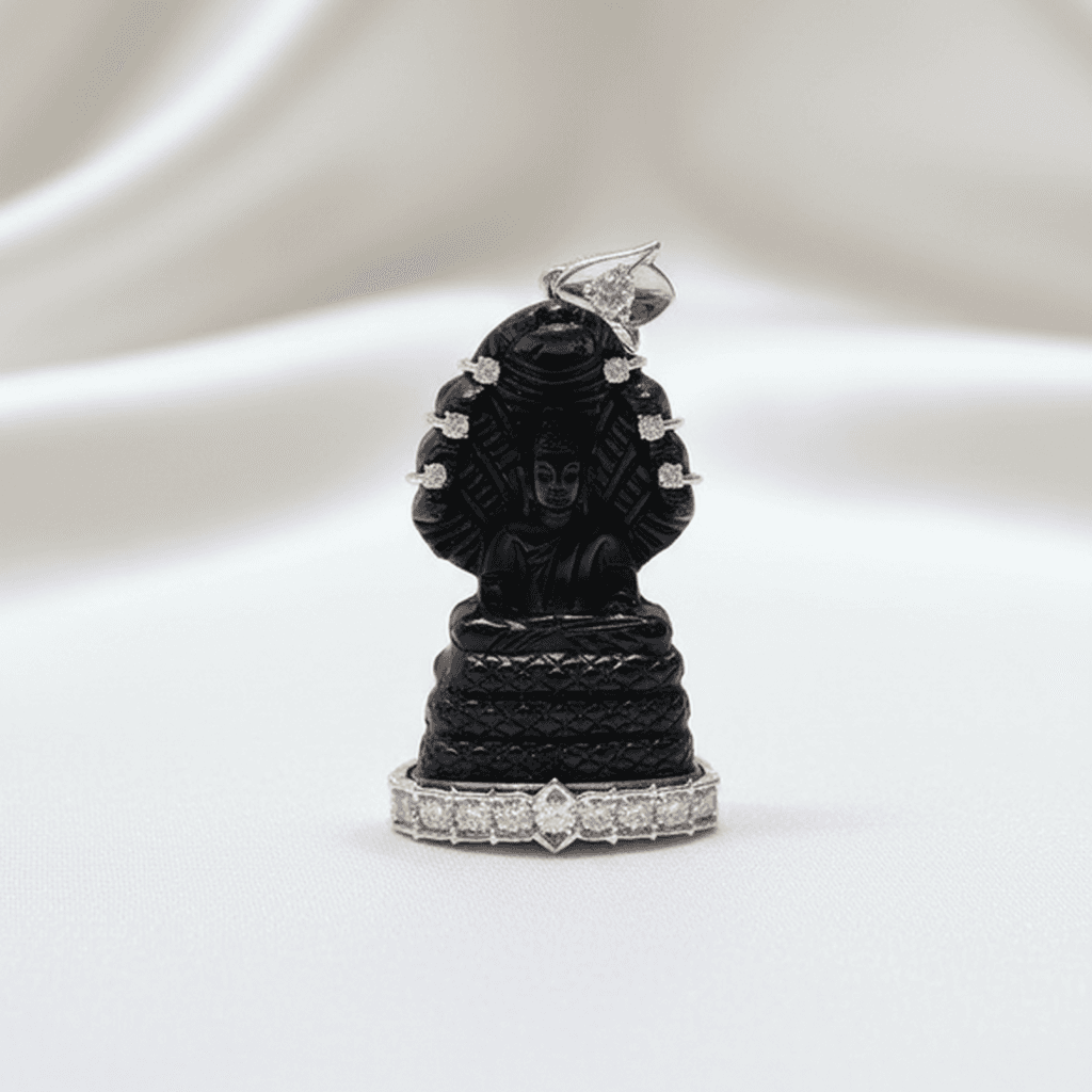 Black Carved Buddha Diamond Pendant — P0347