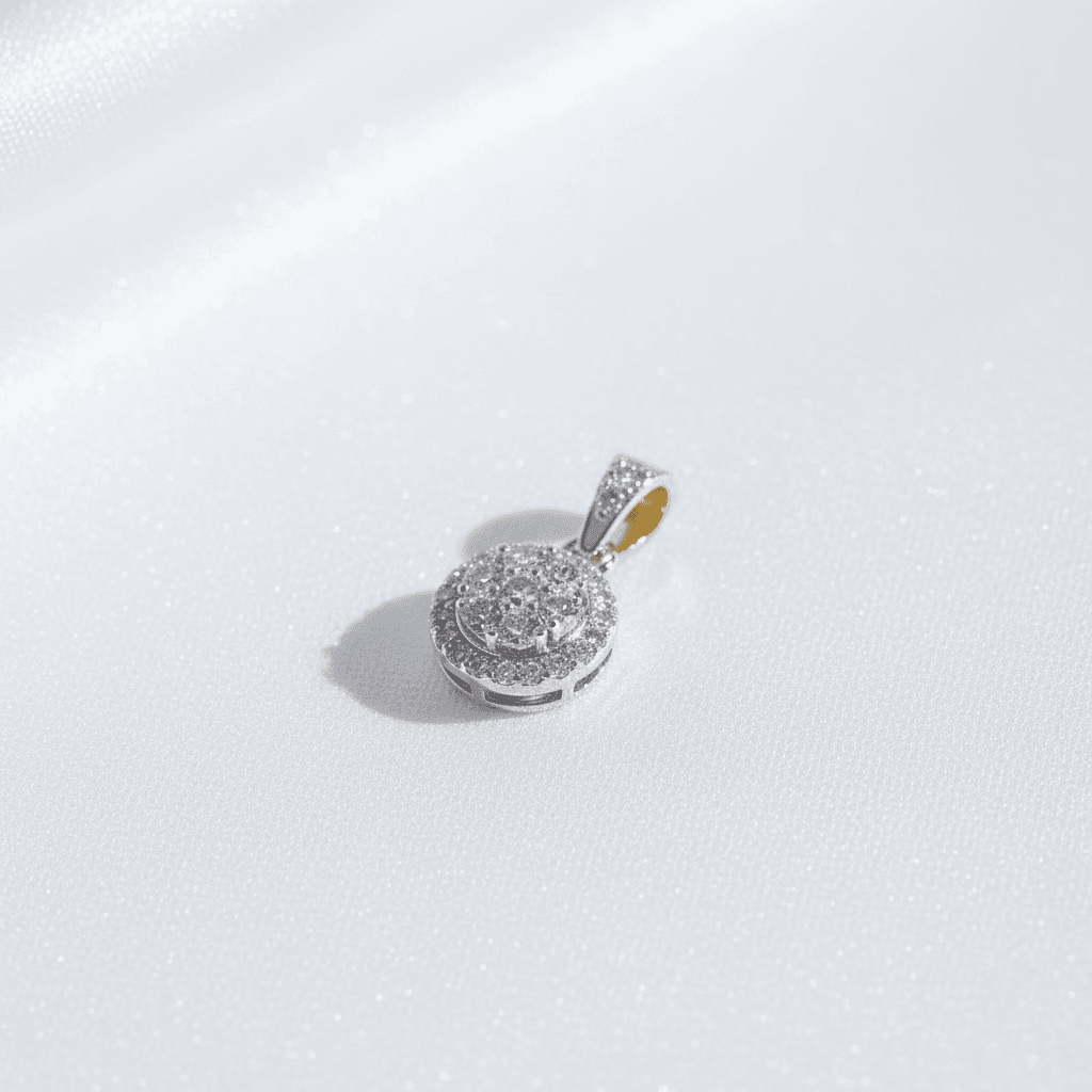 Round Double Halo Diamond Pendant — P0108